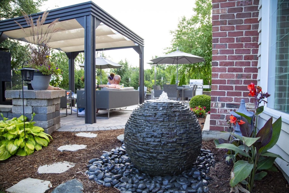 Stacked Slate Sphere Fountain