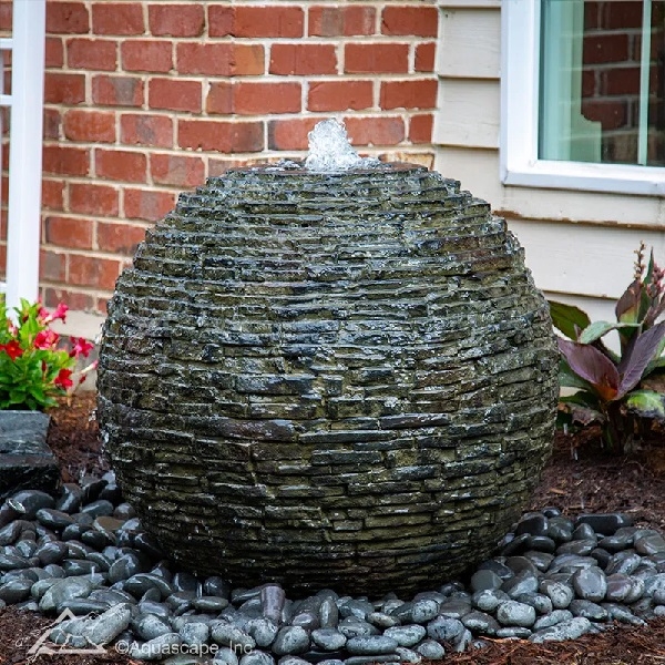 Stacked Slate Sphere Fountain
