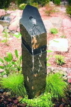 Stone Fountain - Carved Basalt Column 