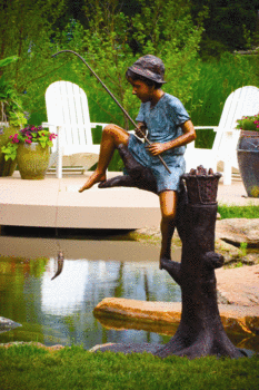 Boy on Tree Fishing Spitter by Aquascape | ARCHIVE