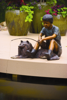 Pond Statuary - Fishing Boy with Dog