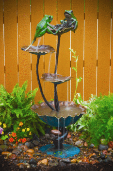 Two Frogs on Lotus Fountain (Special Colorful Patina) | Spitters