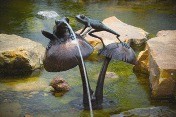Two Frogs on Top of Two Mushrooms Spitter by Aquascape) | ARCHIVE