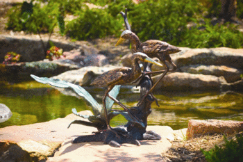 Two Small Herons on Plants Spitter by Aquascape | ARCHIVE