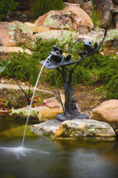Three Frogs on Lily and Cattail Spitter by Aquascape | ARCHIVE