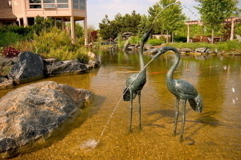 Brass Crane Pair Spitters by Aquascape | ARCHIVE
