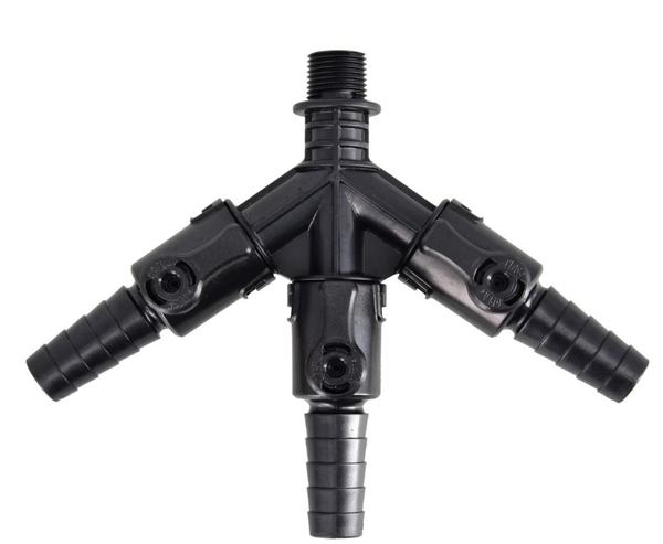 3-Way Valve with Individual Flow Controls - Male x Barb | Ultra Pumps - Generation 3 by Aquascape