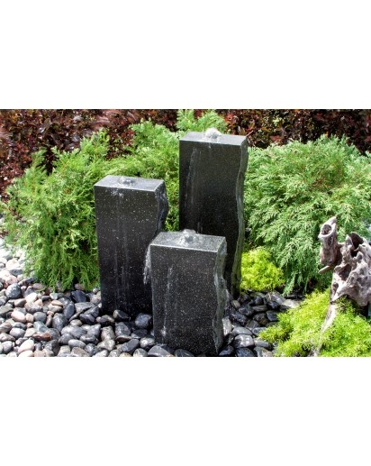 Black Granite Triple Kit - 3 Sides Smooth | Column Fountains