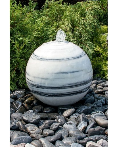 White Gray Marble Sphere Fountain Kits | Stone Fountains