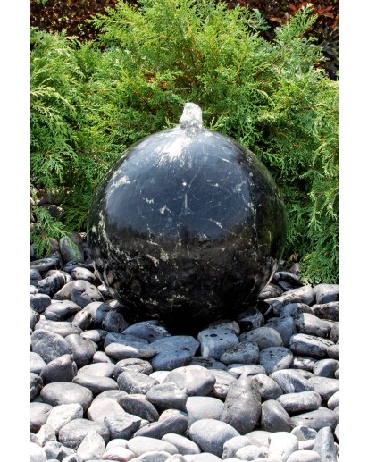 Black Flower Granite Sphere | Stone Fountains
