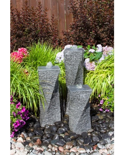 Triple Chiseled Twist Tower Kit | Stone Fountains