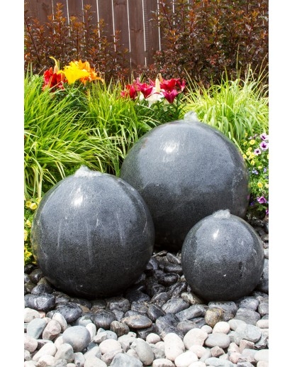 Triple Black Granite Sphere Fountain Kit | Stone Fountains