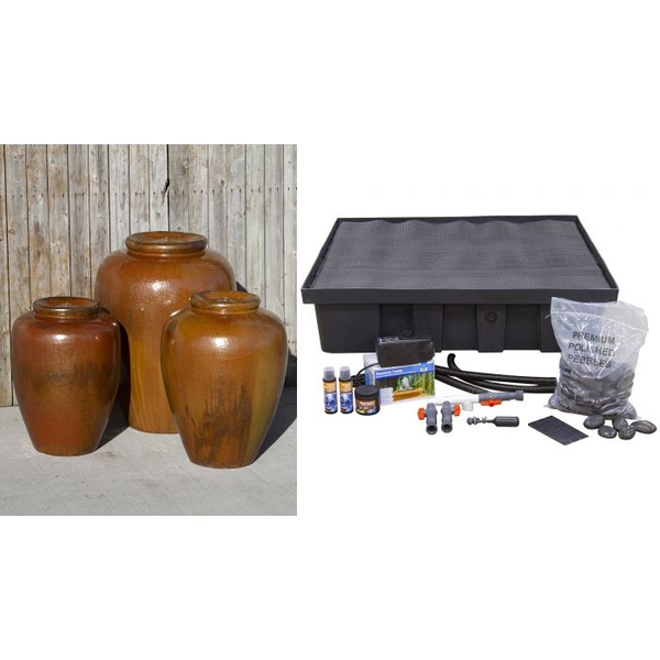 Ceramic Vase Closed Top Fountain Kit - 3 Pc. Set | Ceramic Vase Fountain Kits