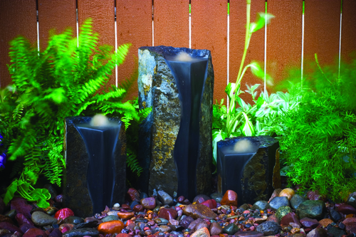 Double-Textured Basalt Columns Set of 3 | Basalt Fountains