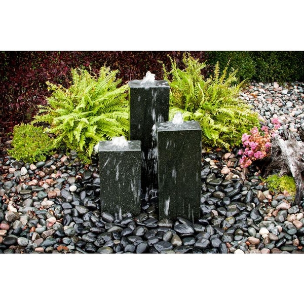 Black Granite Triple Kit - 4 Sides Smooth | Column Fountains