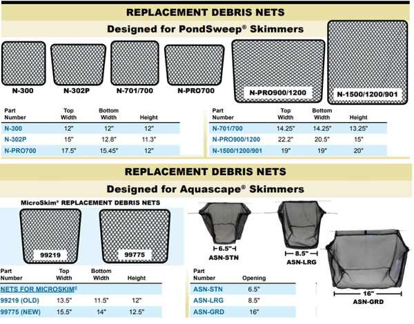 Replacement Debris Nets for Aquascape/Pondsweep Skimmers | Skimmer-Parts