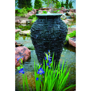 Small Stacked Slate Urn by Aquascape | Fiberglass Stone Composite
