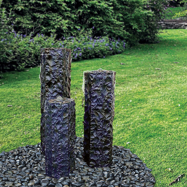 Textured Midnight Basalt Fountain Trio | Basalt Fountains