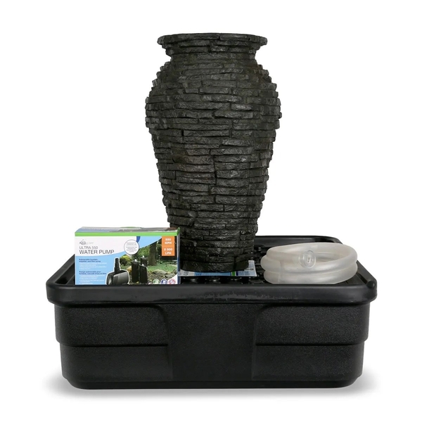 Extra Small Stacked Slate Urn Fountain Kit | Fiberglass Stone Composite