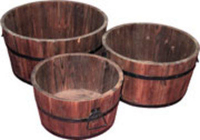 Image Wooden Barrel Planters 3/Set