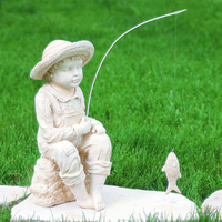 Image Fishing Boy Statuary- Ivory